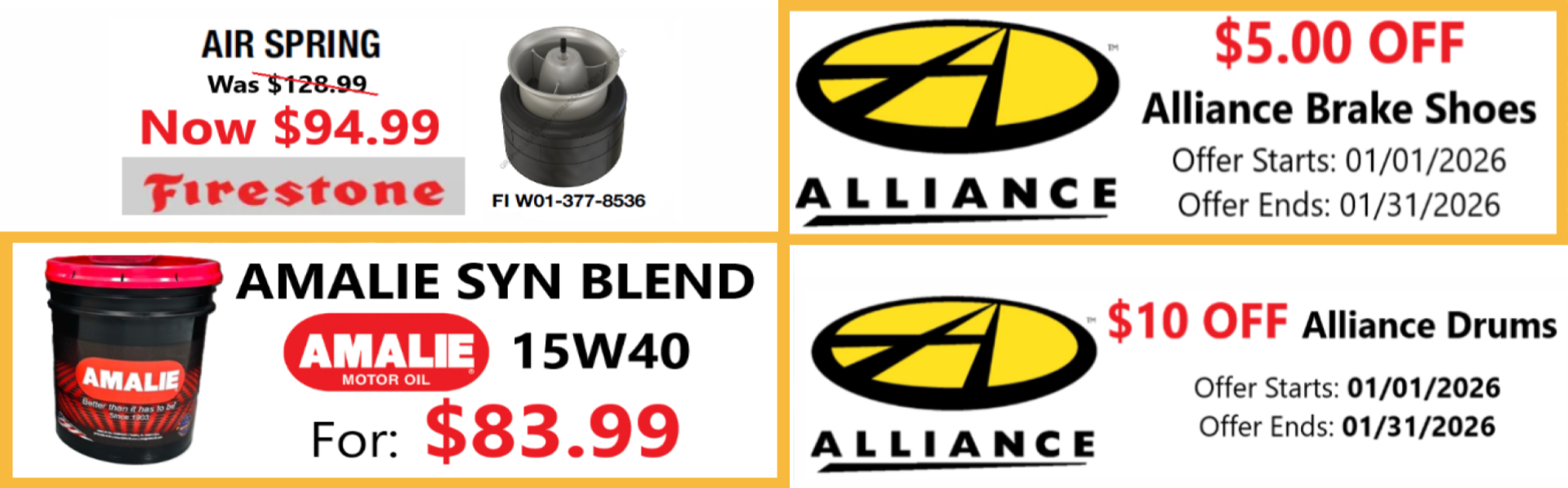 January Parts specials